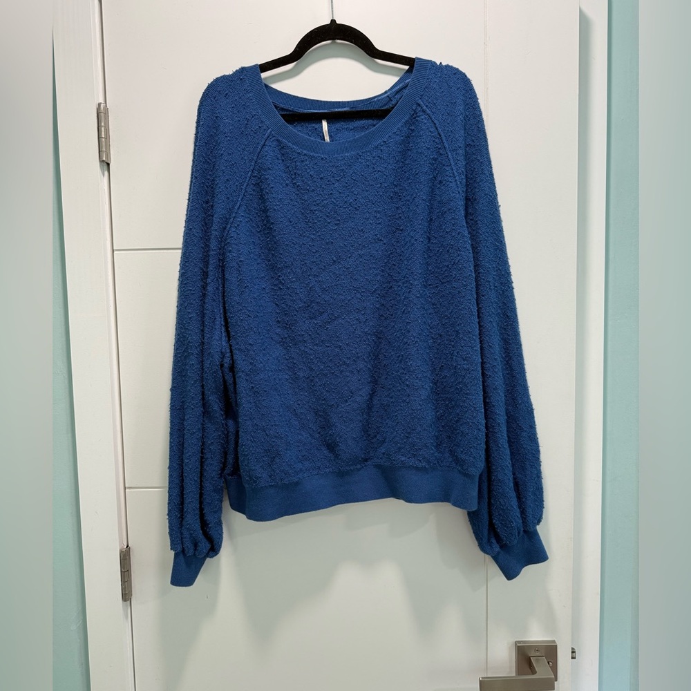 Free People Blue Knit Crew Neck Sweater
